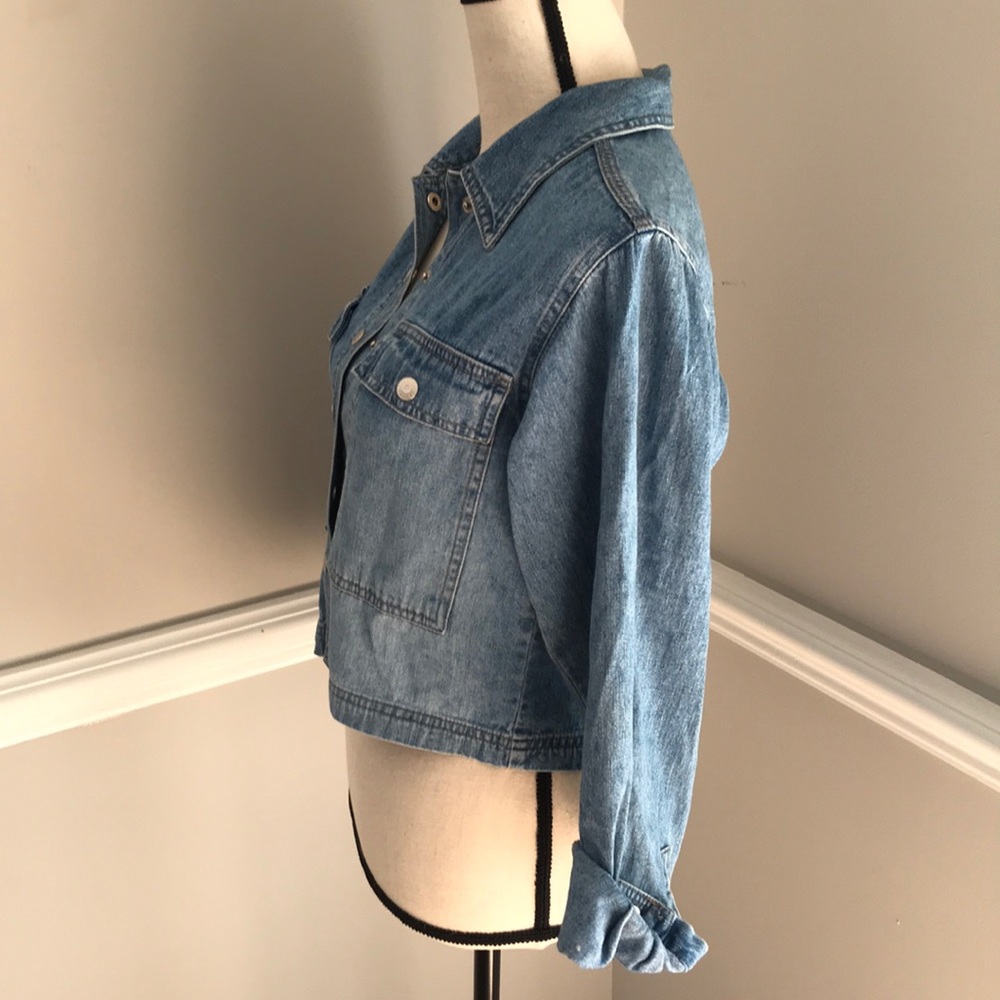 Vintage Express Denim Crop Jacket Sz S - Picture 3 of 5
